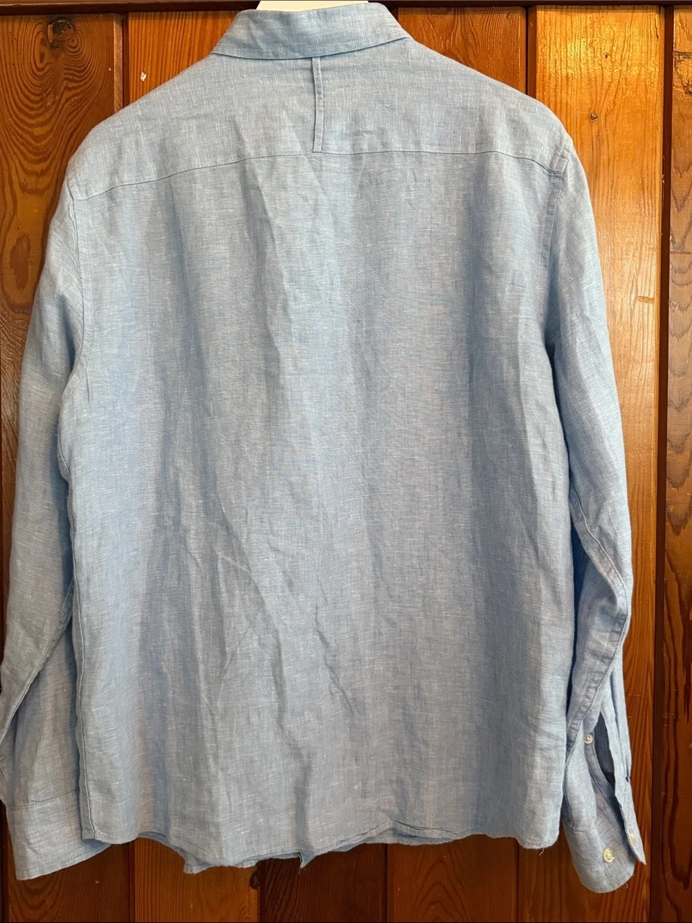 Banana Republic Blue Slim Fit Linen Long-Sleeve Button-Up Shirt Medium